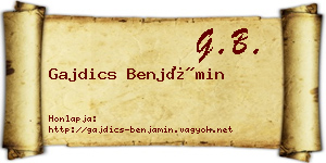Gajdics Benjámin névjegykártya